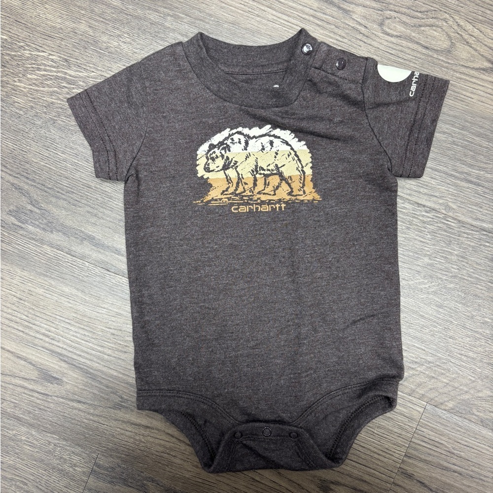 Carhartt Kids 6month Matching Bear Graphic Bodysuits, Set of Two, EUC - Picture 4 of 11